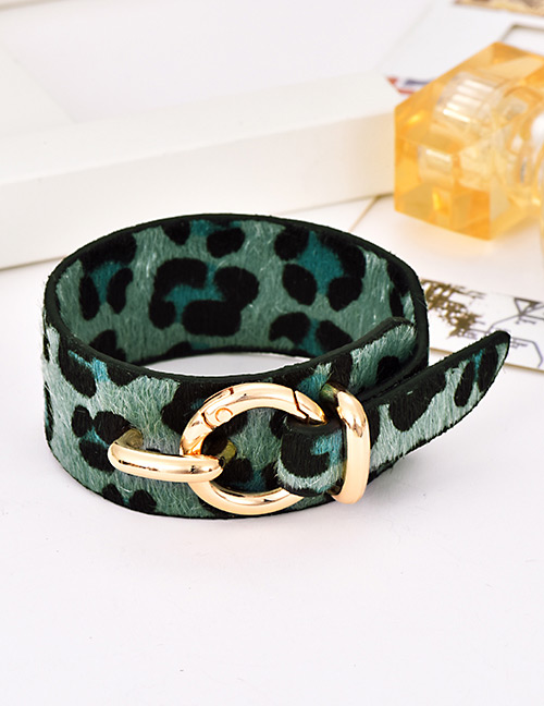 Fashion Leopard Green Alloy Pu Animal Print Bracelet