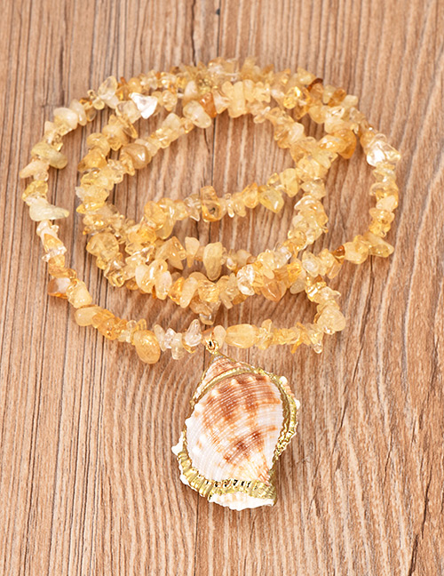 Fashion Yellow Resin Beaded Conch Necklace