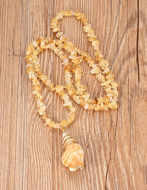 Fashion Yellow Resin Beaded Conch Necklace