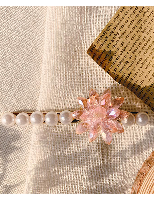 Fashion Pink Crystal Imitation Pearl Crystal Flower Hair Clip