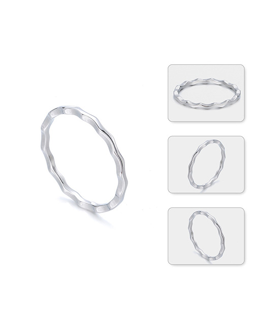 Fashion Steel Color Geometric Wavy Ring