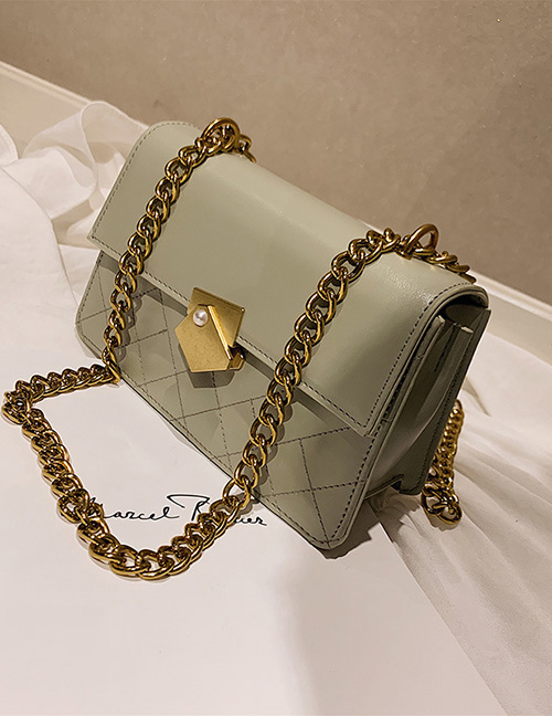 Fashion Green Pleated Chain Lock Shoulder Bag