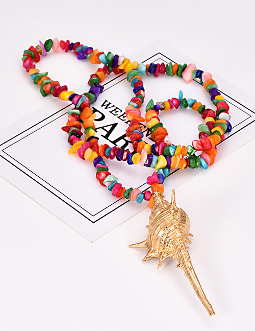 Fashion Color Natural Crystal Conch Sweater Chain