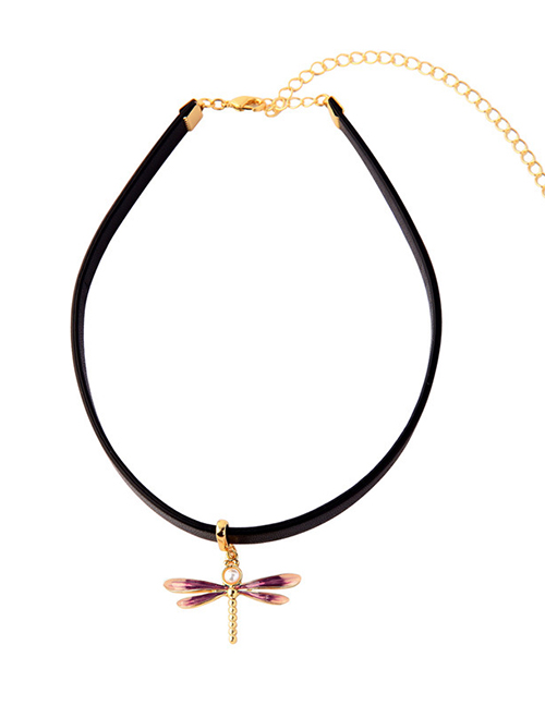 Fashion Purple Dragonfly Shape Decorated Collar Necklace