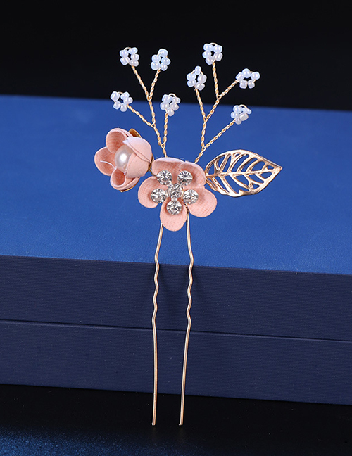Fashion Pink Two Hairpins Flower Hair Comb