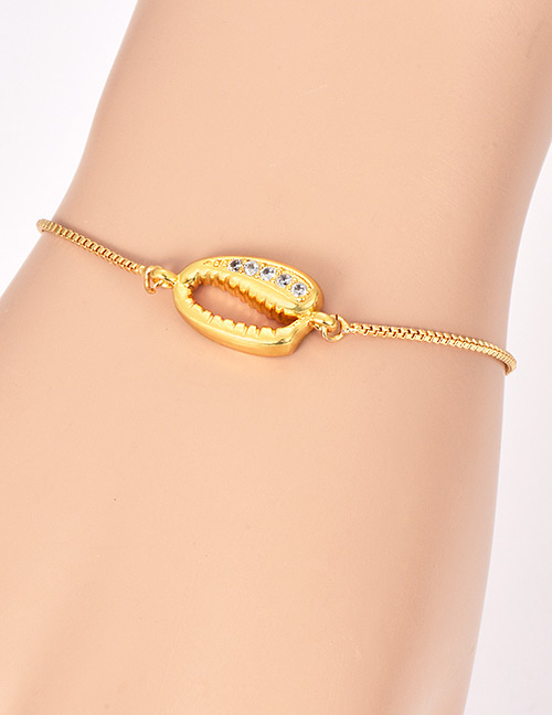 Fashion Gold Copper Inlaid Zircon Shell Bracelet