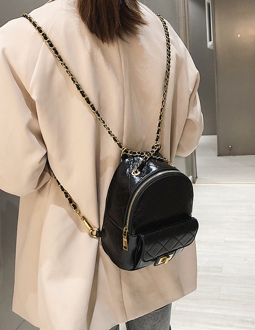 Fashion Black Luggage Shoulder Rhombic Crossbody Backpack