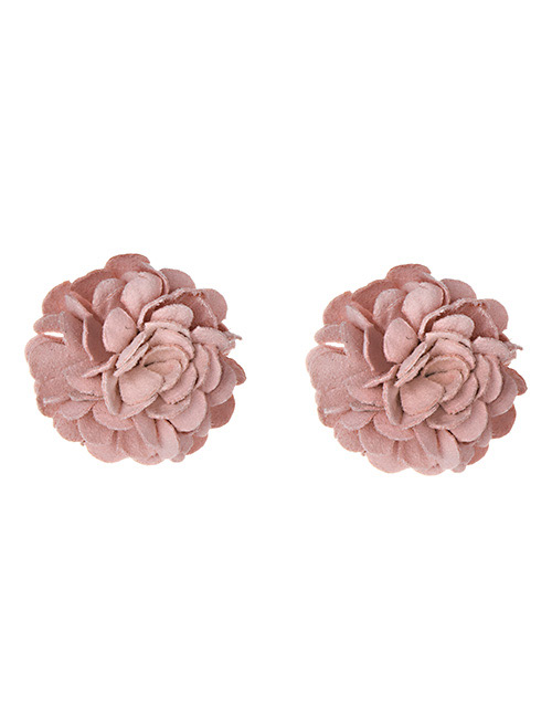 Fashion Pink Cloth Flower Earrings