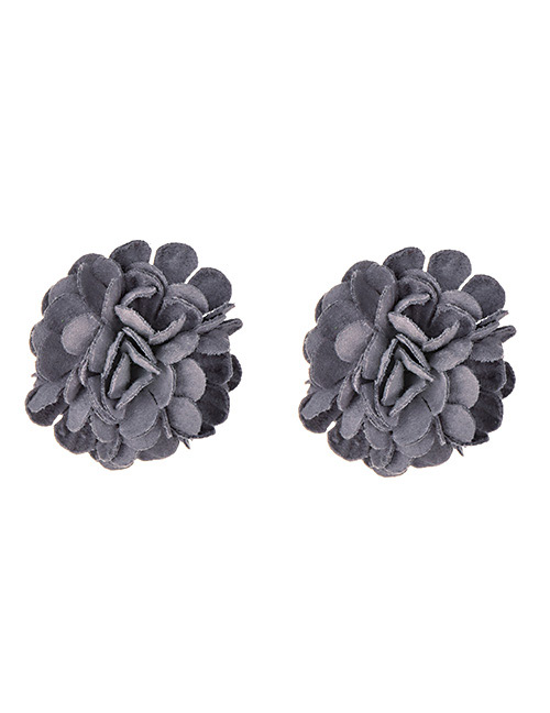 Fashion Gray Cloth Flower Earrings