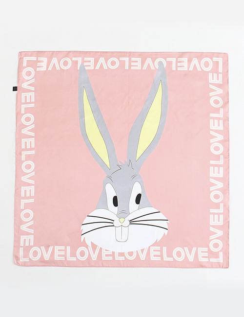 Fashion Pink Rabbit Starling Print Small Square Scarf
