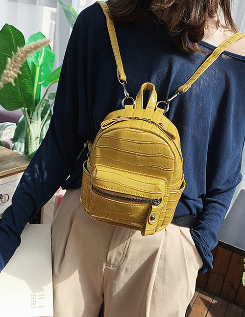 Fashion Yellow Stone Pattern Backpack