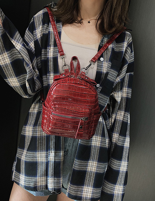 Fashion Red Stone Pattern Backpack