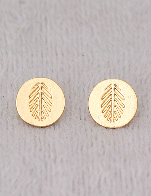 Fashion Gold Round Leaf Earrings