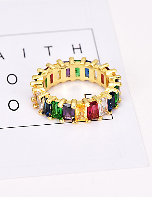 Fashion Gold Copper Inlaid Zirconium Ring Set