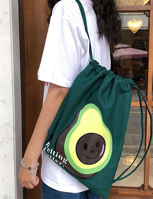 Fashion Large Avocado Printed Drawstring Hand Bag