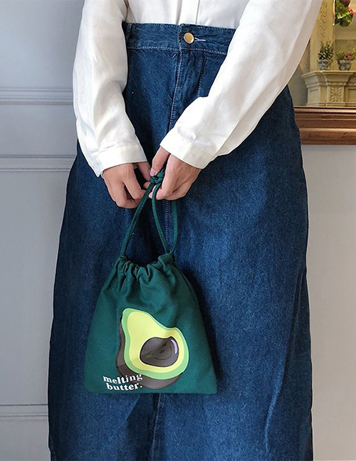 Fashion Small Avocado Printed Drawstring Hand Bag