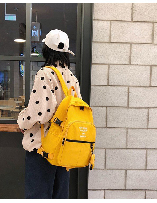 Fashion Yellow Smiley Pendant Embroidery Backpack