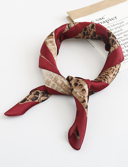Fashion Red Gradient Leopard Print Scarf