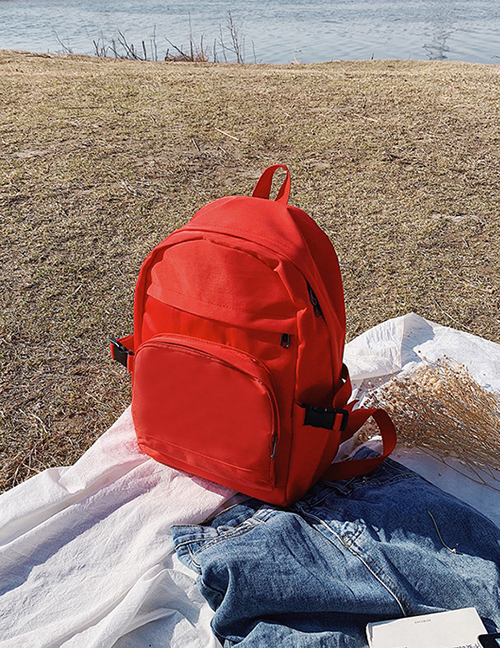 Fashion Red Waterproof Zipper Backpack