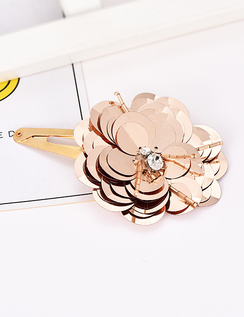 Fashion Gold Alloy Sequin Flower Hair Clip