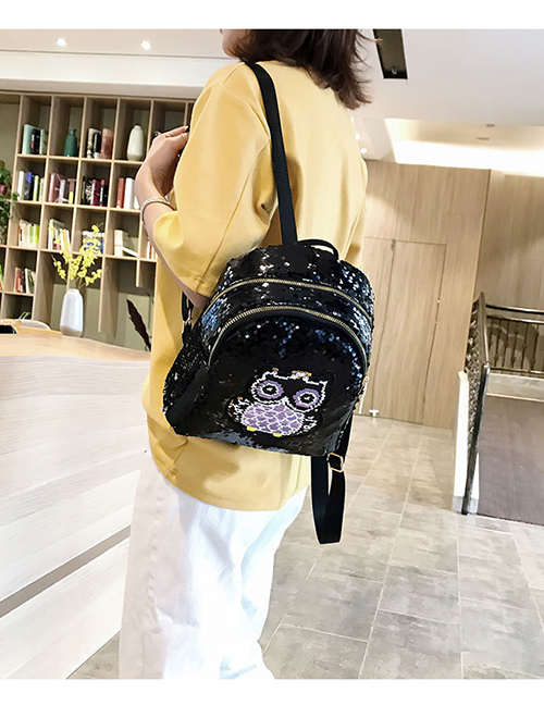 Fashion Black Cat Sequin Children's Backpack