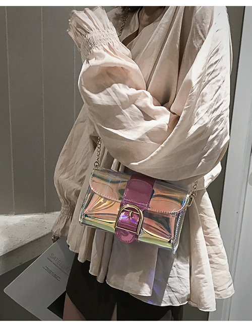 Fashion Pink Rhombus Transparent Crossbody Bag