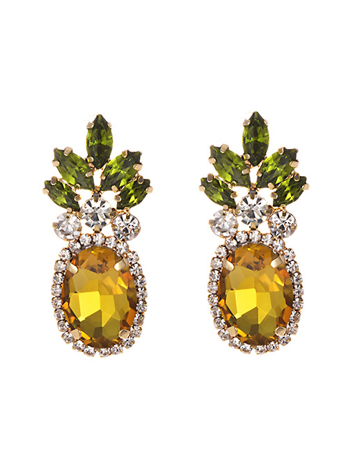 Fashion Gold Alloy Studded Pineapple Earrings