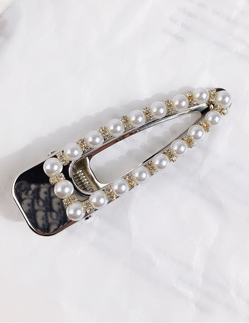 Fashion Triangle (silver) Round Pearl Hairpin