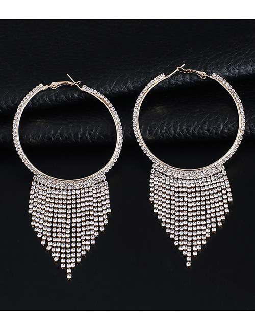 Fashion Gold Diamond Circle Openwork Earrings