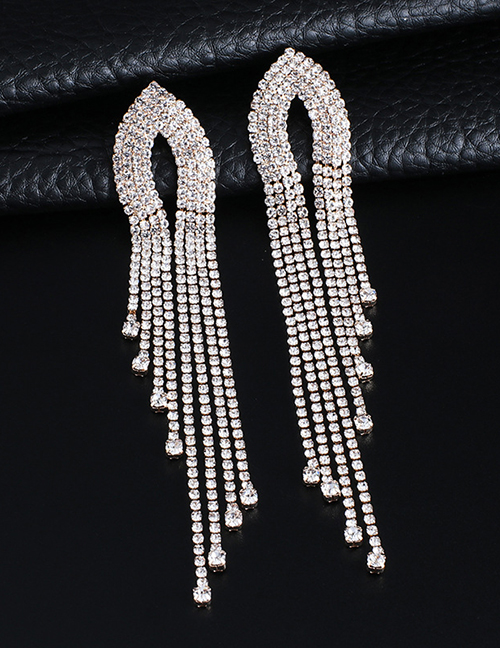 Fashion Gold Diamond Tassel Multi-layer Earrings