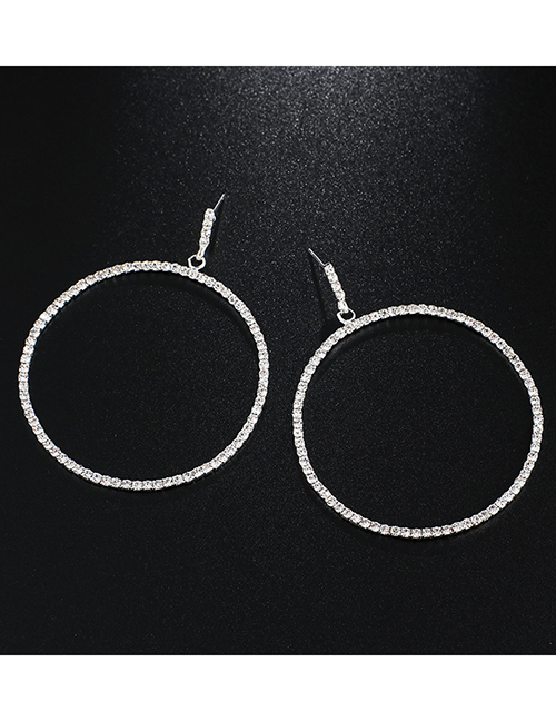 Fashion Silver Diamond Round Earrings