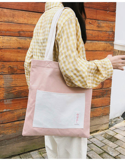 Fashion Pink Canvas Crossbody Tote Bag