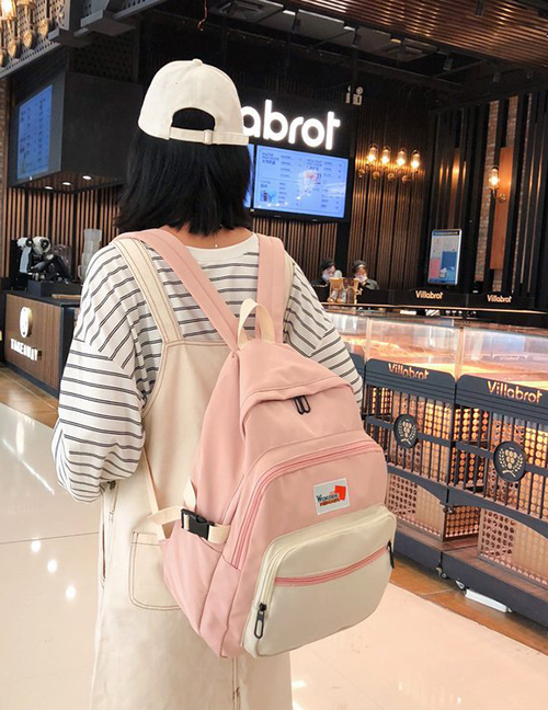 Fashion Pink Colorblock Backpack
