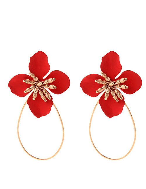 Fashion Red Flower Earrings