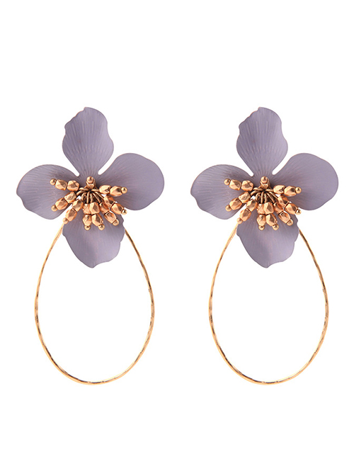 Fashion Gray Flower Earrings