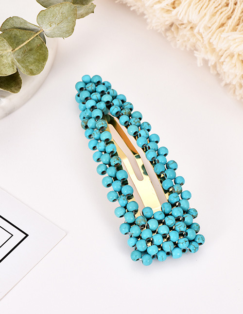 Fashion Blue Alloy Resin Crystal Triangle Hairpin