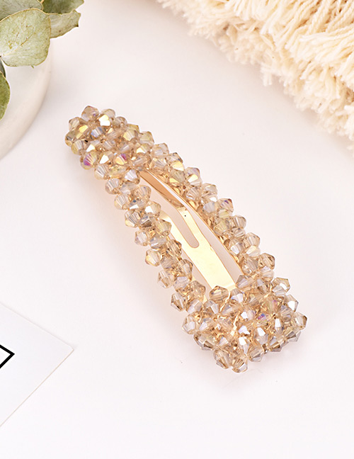 Fashion Champagne Alloy Resin Crystal Triangle Hairpin
