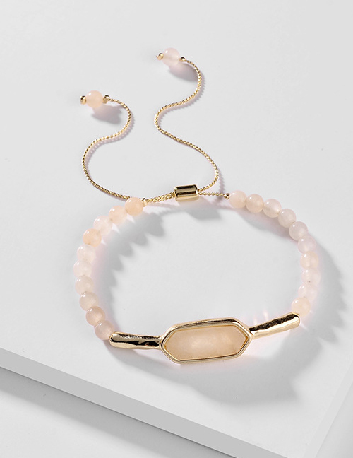 Fashion Pink Alloy Natural Stone Beads Adjustable Bracelet