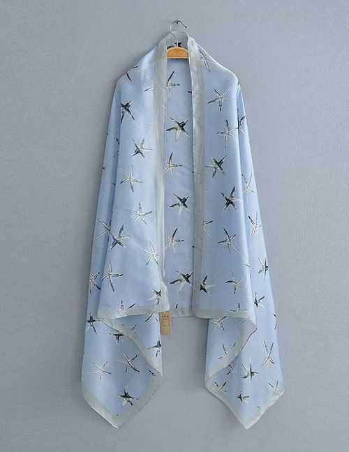 Fashion Blue Starfish Print Scarf