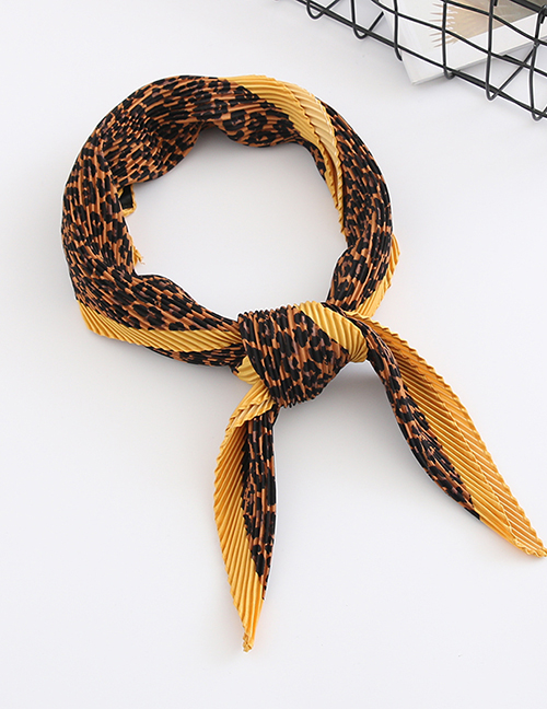 Fashion Yellow Leopard Print Printed Chiffon Crepe Scarf