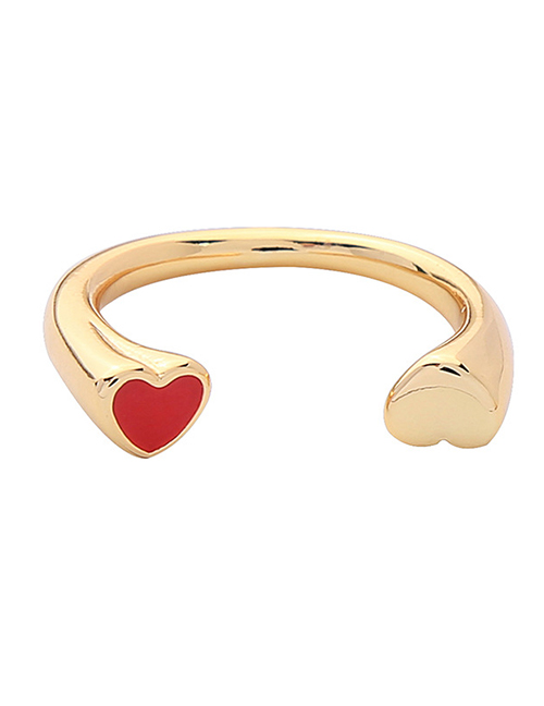 Fashion Love Heart-shaped Drip Oil Opening Ring