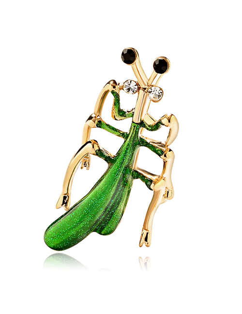 Fashion Color Alloy Oil Drop Drilled Grasshopper Brooch