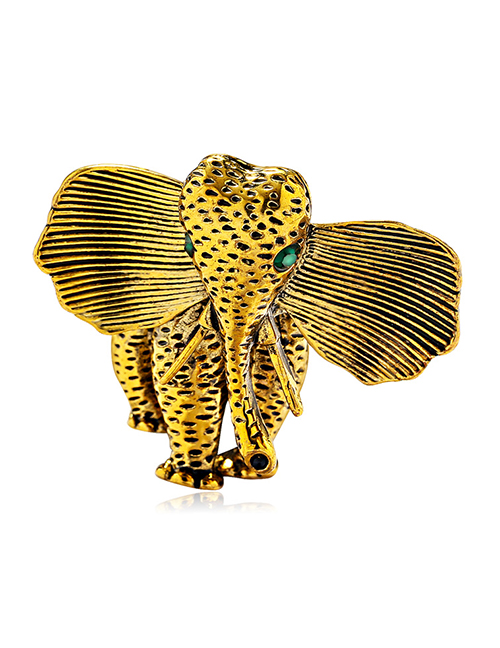 Fashion Gold Alloy Diamond Elephant Brooch
