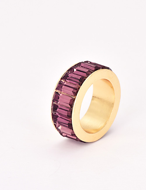 Fashion Light Purple Alloy Diamond Ring