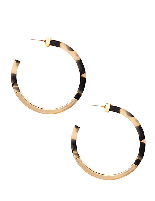 Fashion Leopard Alloy Resin Semi-circular Earrings