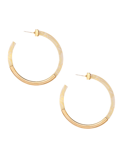 Fashion Creamy-white Alloy Resin Semi-circular Earrings