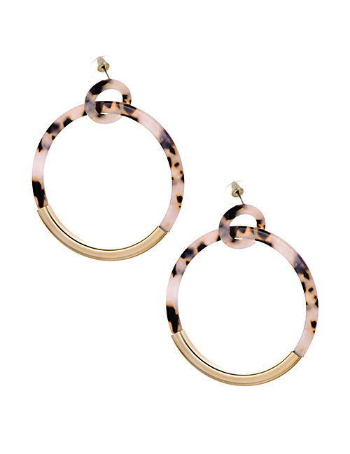 Fashion Leopard Alloy Resin Circle Earrings