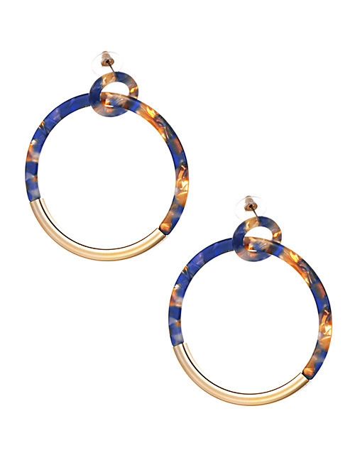 Fashion Blue Alloy Resin Circle Earrings