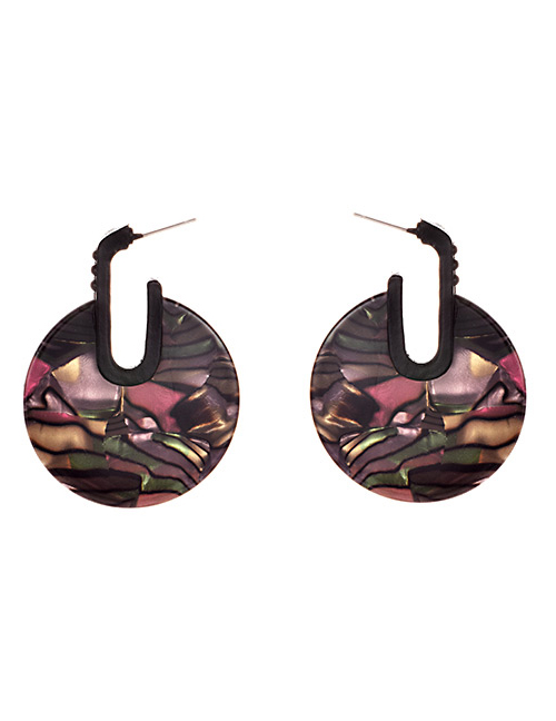 Fashion Pink Alloy Resin Round Earrings