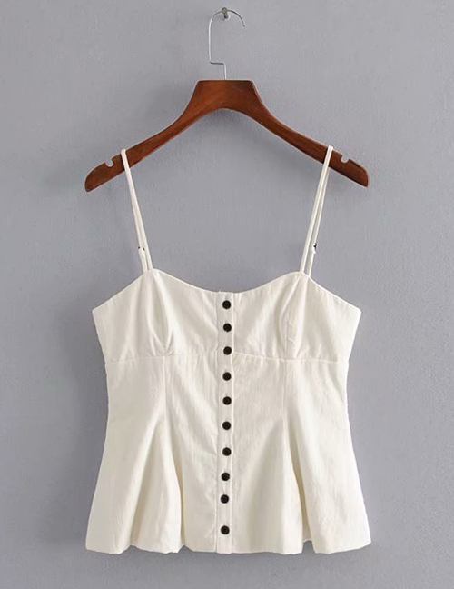 Fashion White Sling Single-breasted Shirt